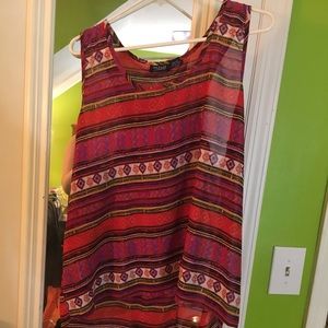 NWOT Mileage Size 2X Patterned Sheer Tank